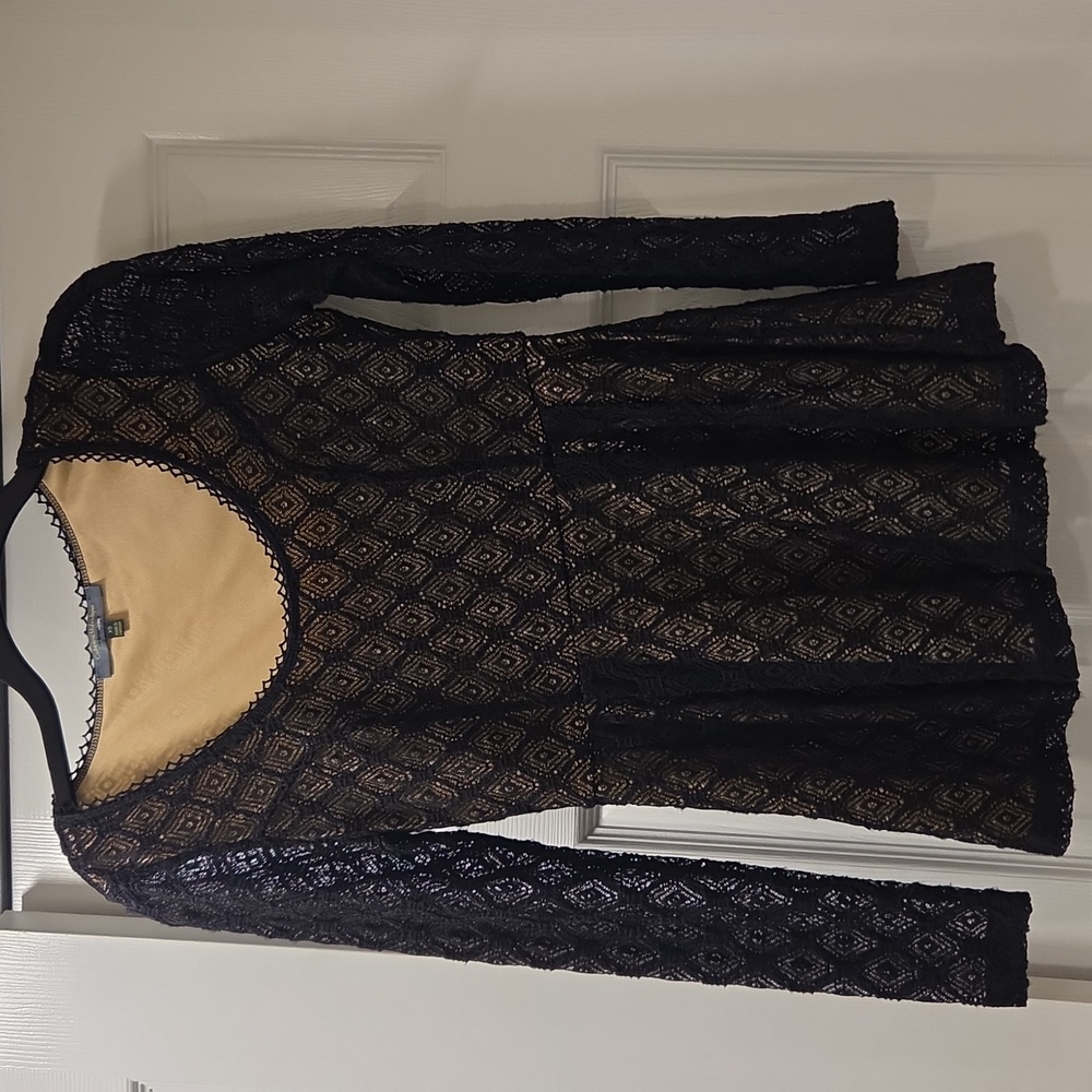 Catherine Malandrino Black Lace Detail Top